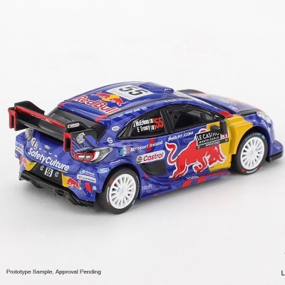 Miniatura de carro de rali azul com logótipos Red Bull e SafetyCulture, número 55 e detalhes amarelos e vermelhos