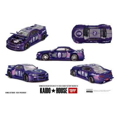 Diecast 1:64 Nissan Skyline GT-R (R34) Kaido Racing Factory V2 - Mini GT