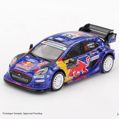 Miniatura de carro de rali azul Red Bull com número 55 e detalhes coloridos.