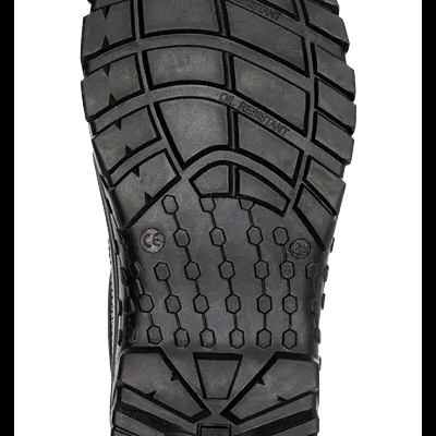 Sola preta antiderrapante de sapato com texto e número 42