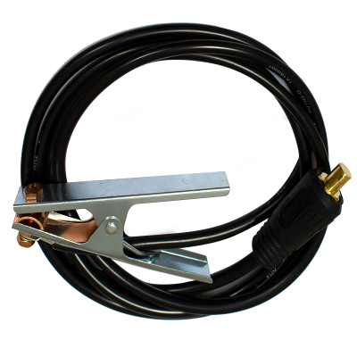 Cabo preto com pinça metálica para conexões elétricas