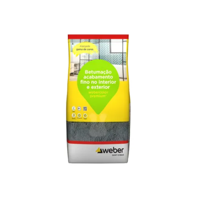 Saco de argamassa Weber amarelo e branco com vermelho