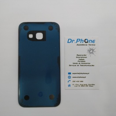 Capinha azul para telemóvel ao lado de cartão de visita da Dr. Phone