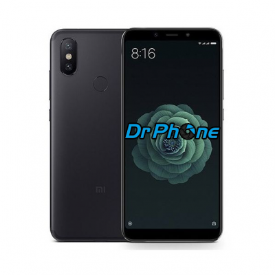 Smartphone cinzento escuro com duas câmaras traseiras e ecrã frontal com texto Dr Phone