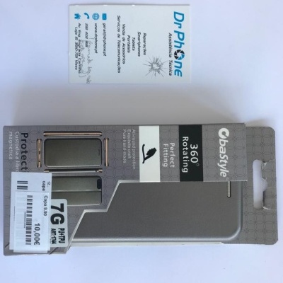 Capa protetora cinzenta para telemóvel com suporte rotativo e embalagem original Basstyle