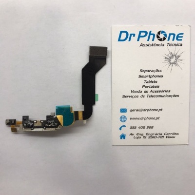 Conector flexível para smartphone junto a cartão de visita da Dr Phone