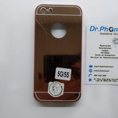 Capa espelhada para telemóvel 5G/5S com riscas e cartão de visita Dr.Phone