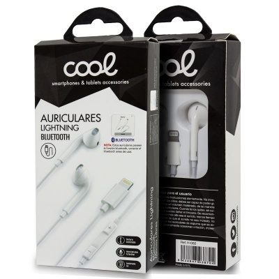 Embalagem de auriculares Lightning Bluetooth brancos da marca cool