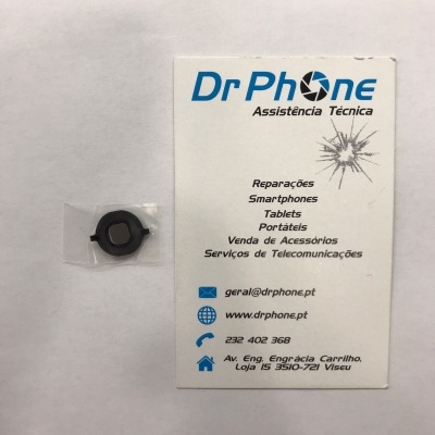 Componente eletrônico preto ao lado de cartão de visita da Dr Phone Assistência Técnica