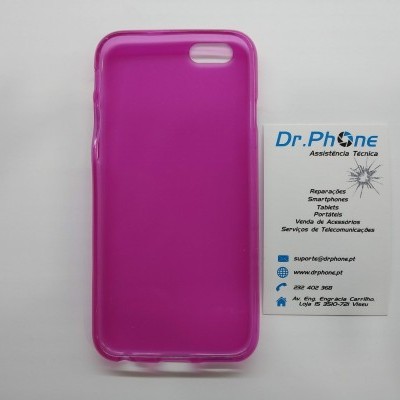 Capa protetora cor-de-rosa translúcida para smartphone com cartão de visita da Dr.Phone