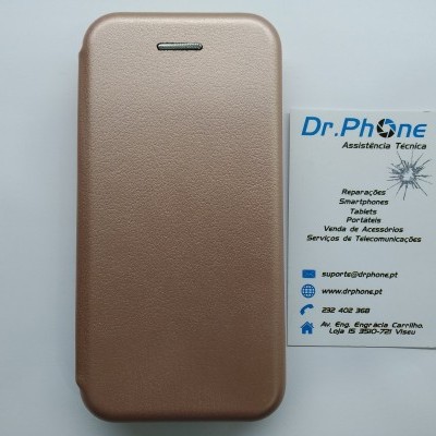 Capa dourada de telemóvel e cartão de visita Dr.Phone