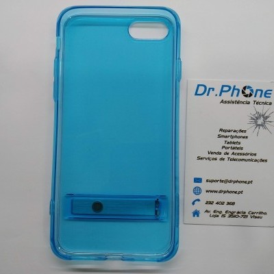 Capa de telemóvel azul com suporte e cartão Dr. Phone