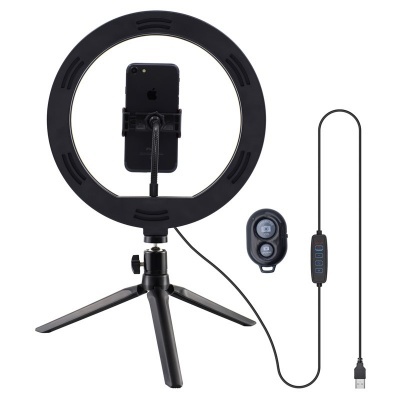 Suporte de mesa (50 cm) Anel de luz LED COOL + controle remoto Bluetooth