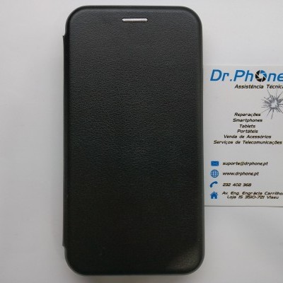 Capa preta para smartphone com cartão de assistência técnica Dr.Phone