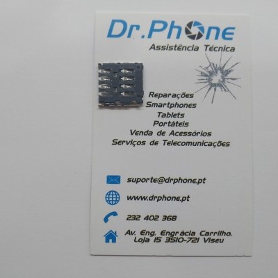 Cartão de visita da Dr.Phone com componente eletrónico