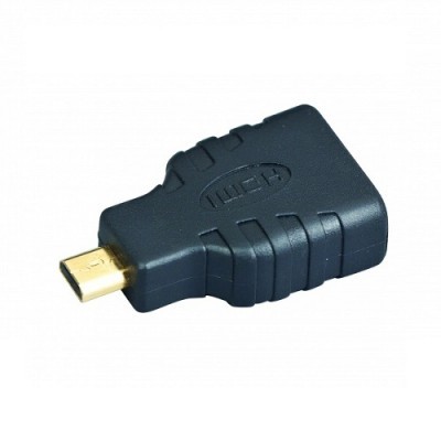 Adaptador HDMI preto com conector dourado