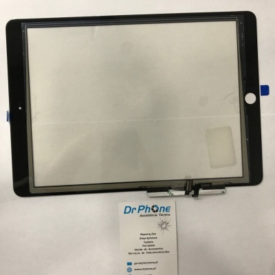 Ecrã tátil para tablet preto com botão branco e cartão Dr Phone