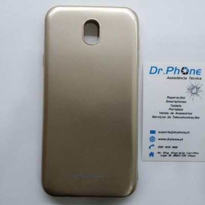 Capa protetora dourada para smartphone com recorte de câmera