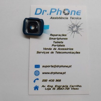 Peça de cámara de smartphone sobre cartão de visita da empresa Dr.Phone