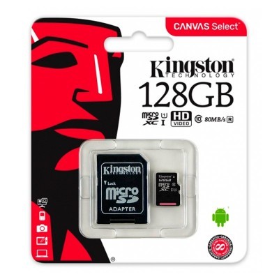 Cartão de memória Micro SD com adaptador 128 GB Kingston