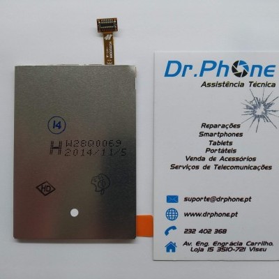 Ecrã LCD metálico para telemóvel ao lado de cartão de visita Dr.Phone