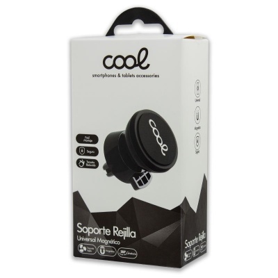 Embalagem do suporte magnético para smartphones cool, preto, mostrado na parte frontal da embalagem