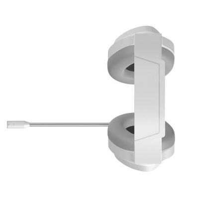 Auscultadores brancos com microfone e almofadas cinzentas