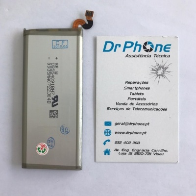 Bateria de smartphone retangular e cartão de visita da Dr. Phone Assistência Técnica