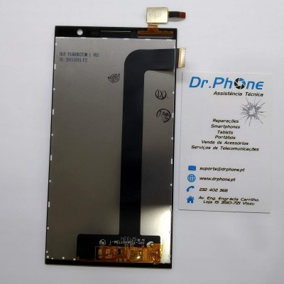 Ecrã LCD de smartphone com cartão de visita da Dr.Phone Assistência Técnica