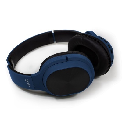 Auscutadores Bluetooth azul e pretos com almofadas acolchoadas