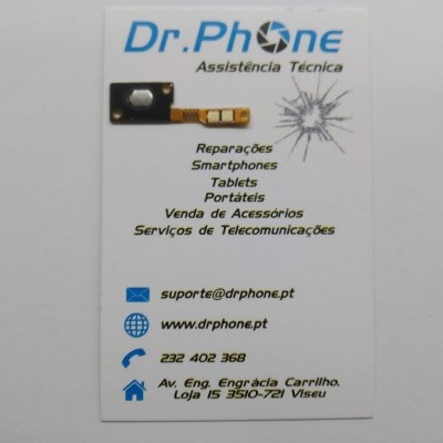 Cartão de visita Dr. Phone Assistência Técnica com informações de serviços e contacto