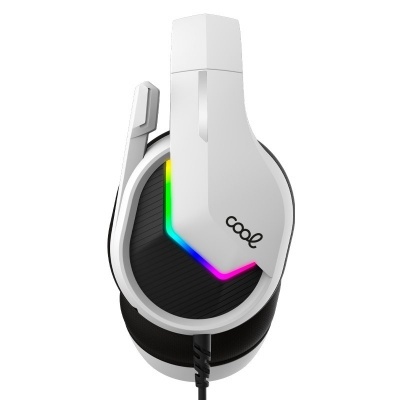 Headset branco com iluminação LED colorida e microfone