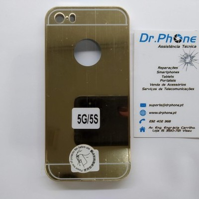 Capa dourada para telemóvel 5G/5S com cartão de visita Dr.Phone