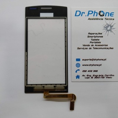 Ecrã táctil de smartphone preto com cabo flexível e cartão de visita Dr.Phone