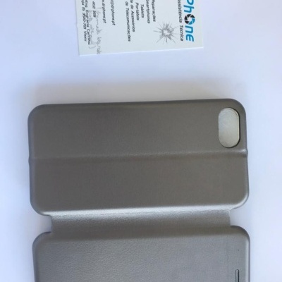 Capa protetora cinza para smartphone com cartão de visita DrPhone