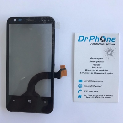 Ecrã tátil para smartphone Nokia e cartão de visita da assistência técnica DrPhone