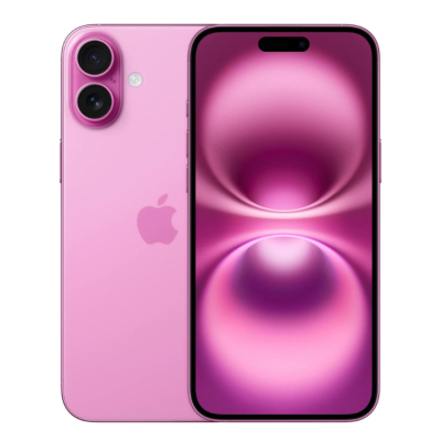 Smartphone rosa com duas câmaras e ecrã com padrão roxo