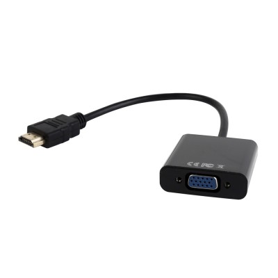 Adaptador HDMI para VGA preto com cabo
