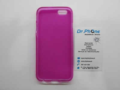 Capa protetora cor-de-rosa translúcida para smartphone com cartão de visita da Dr.Phone