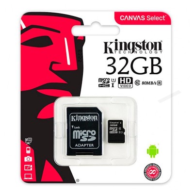 Cartão de memória Micro SD com adaptador 32 GB Kingston