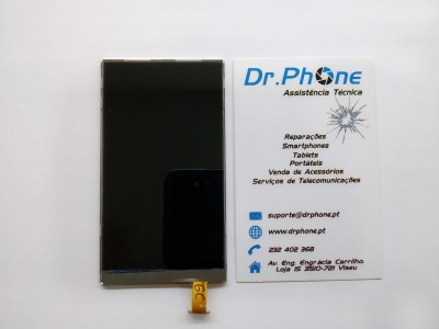 Ecrã de smartphone preto com cartão de visita de assistência técnica Dr.PHONE