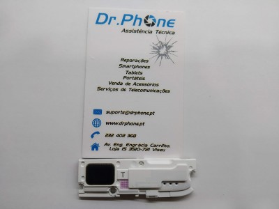 Cartão de visita da empresa Dr.Phone e peça eletrónica branca