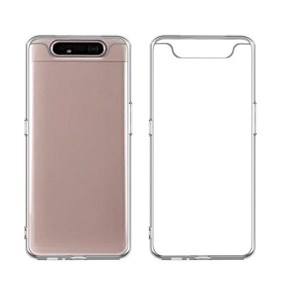 Smartphone rosa dourado com câmara rotativa e capa transparente em silicone