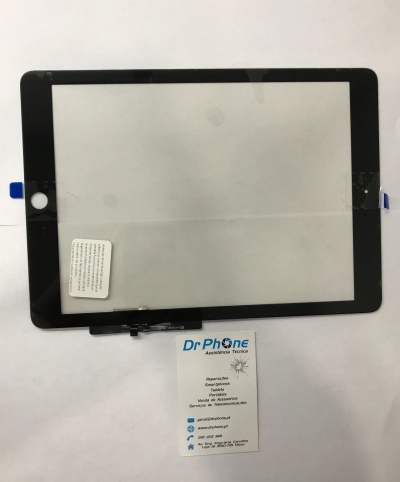 Ecrã tátil preto para tablet com botão circular e cartão da Dr Phone