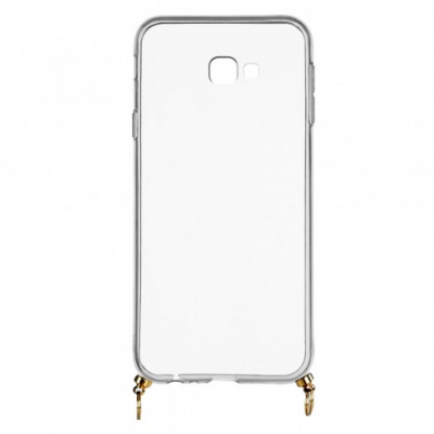 Capa transparente de telemóvel com acessórios dourados