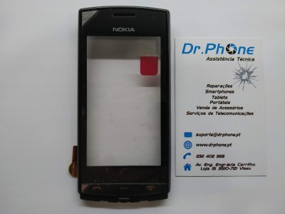 Ecrã tátil de substituição para telemóvel Nokia preto com cartão de assistência técnica