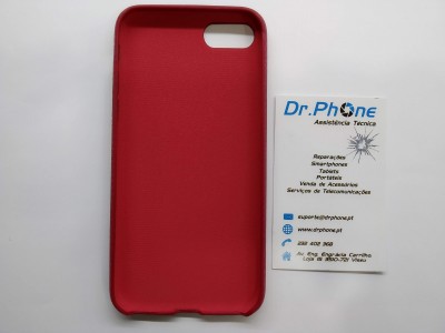 Capa de telemóvel vermelha e cartão de visita da Dr. Phone