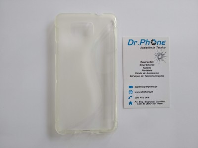 Capa protetora translúcida para smartphone e cartão de visita Dr.Phone.