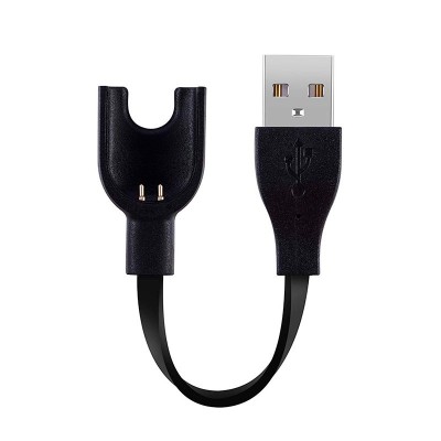 Cabo USB preto com conector USB-A e encaixe em U