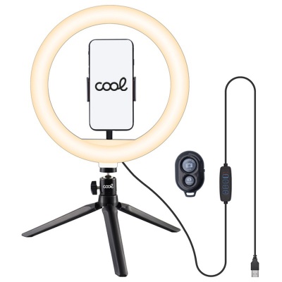 Anel luminoso LED com suporte para telemóvel e tripé